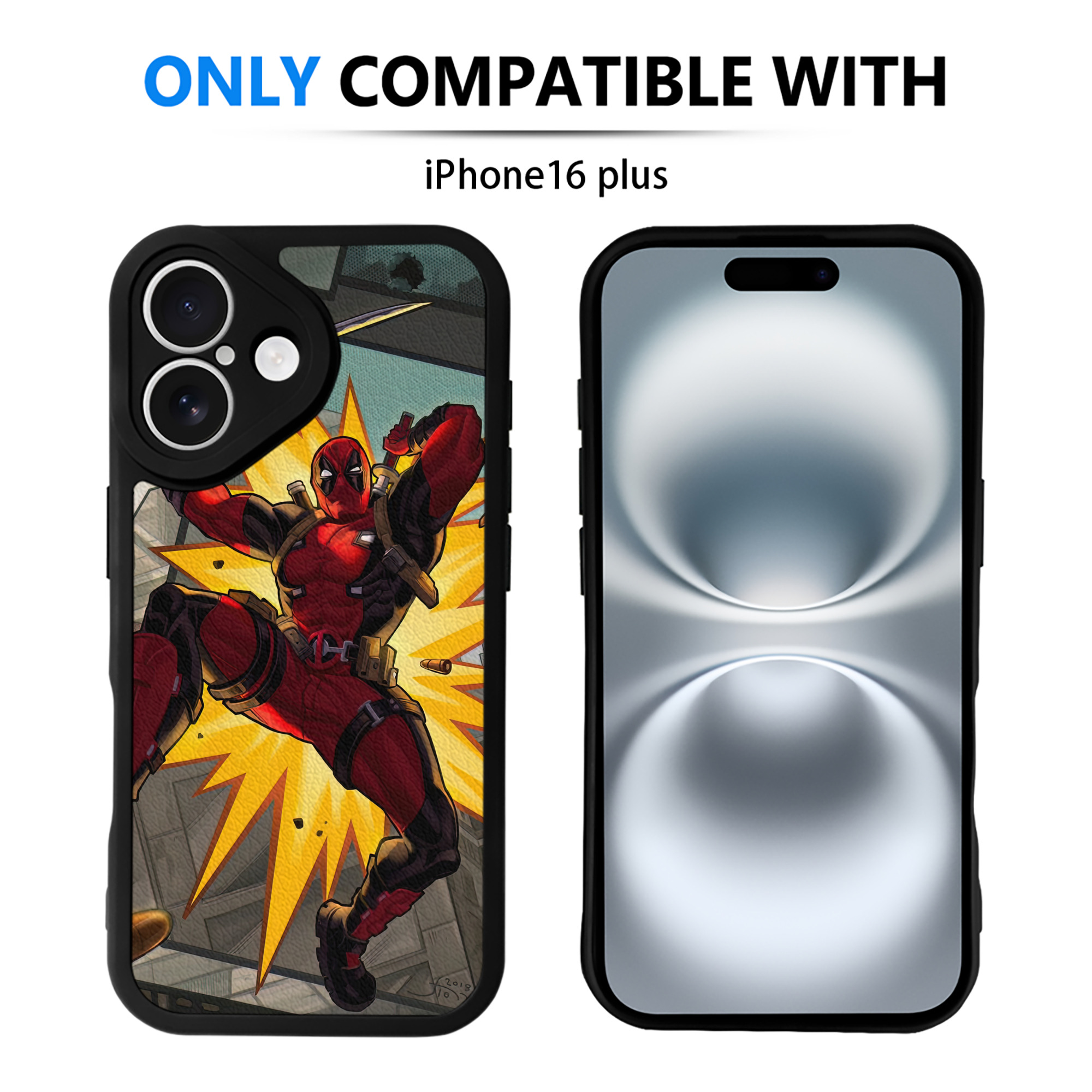 （画像用） Deadpool デッドプール 【iPhone 16シリーズ対応】シリコンスマホケース（レザー調） 材質：シリコン
